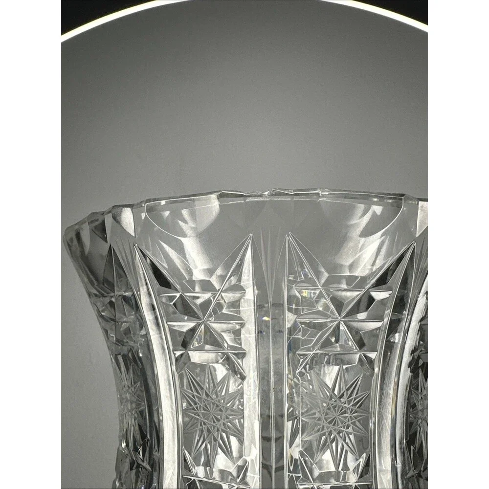 LAUSITZER BLEIKRISTALL CLEAR CUT LEAD CRYSTAL LEAD FOOTED VASE